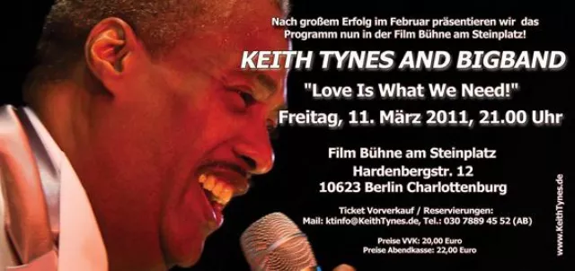 Bild: Nach großem Erfolg im Februar präsentieren wir Keith Tynes und Bigband in Berlin Charlottenburg