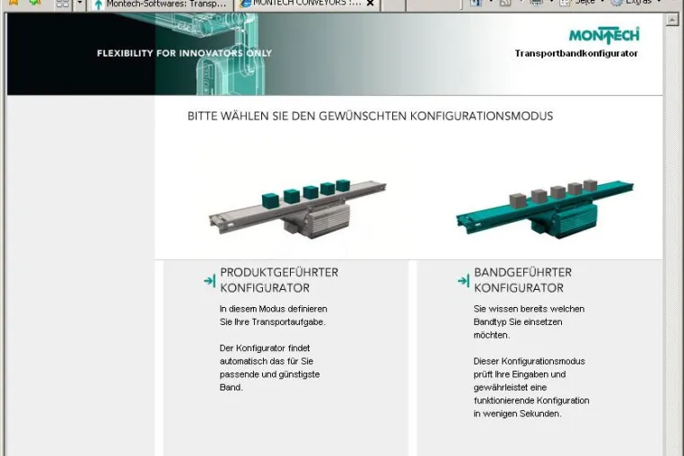 Benutzerfreundlicher Transportband-Konfigurator Bild: Benutzerfreundlicher Transportband-Konfigurator