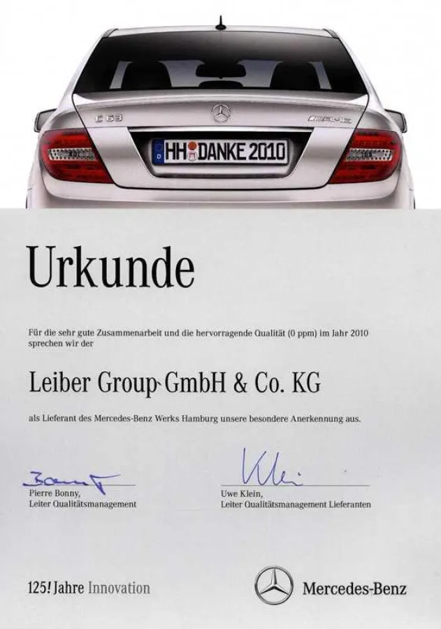 Ausgezeichnete Zusammenarbeit! Quelle: LEIBER