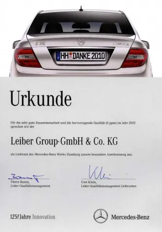 Mercedes-Benz zeichnet LEIBER aus Bild: Mercedes-Benz zeichnet LEIBER aus