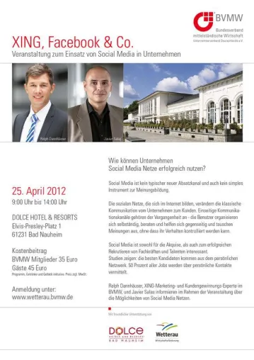 Bild: XING, Facebook & Co. - Veranstaltung am 25. April 2012 zum Einsatz von Social Media in Unternehmen