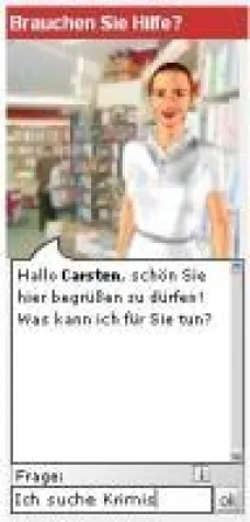 Angela, die virtuelle Buchhändlerin, arbeitet im beam eBook-Shop Bild: Angela, die virtuelle Buchhändlerin, arbeitet im beam eBook-Shop