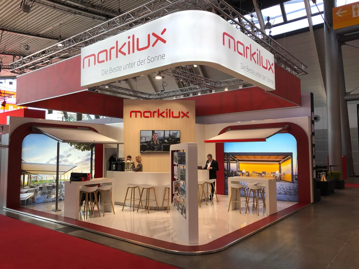 markilux stellte sein Produktportfolio für Großflächenbeschattung auf der Messe Intergastra vor.