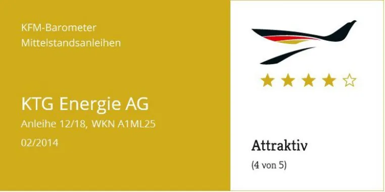KFM-Mittelstandsanleihen-Barometer – Die „KTG Energie-Anleihe“ (UPDATE) Bild: KFM-Mittelstandsanleihen-Barometer – Die „KTG Energie-Anleihe“ (UPDATE)