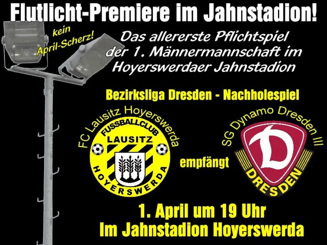 Flutlicht-Premiere gegen Dynamo Dresden III