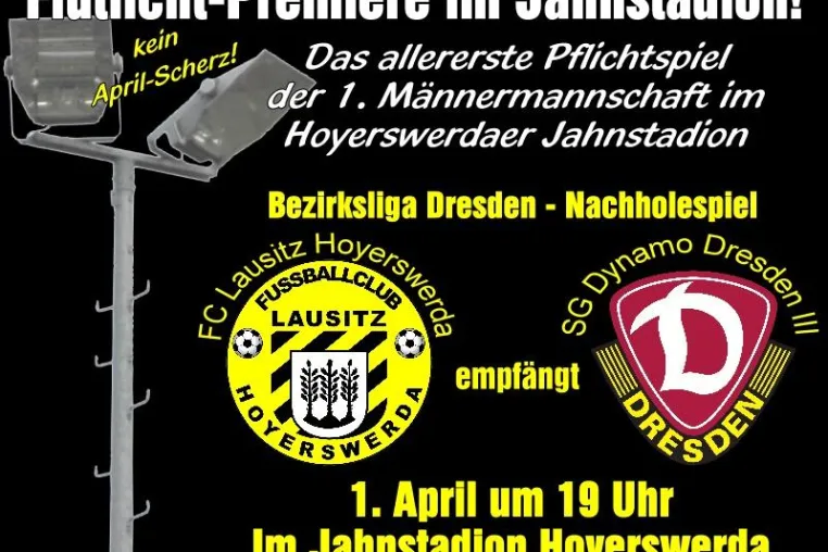 Bild: FC Lausitz Hoyerswerda: Flutlicht-Premiere gegen Dynamo Dresden