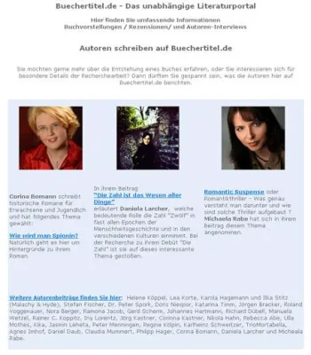 Bild: Eine Vielzahl neuer Beiträge von Autoren auf buechertitel.de und neu gestaltete Internetpräsenz