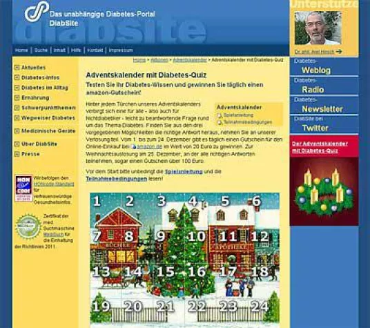 Diabetes-Portal startet besonderen Adventskalender Bild: Diabetes-Portal startet besonderen Adventskalender
