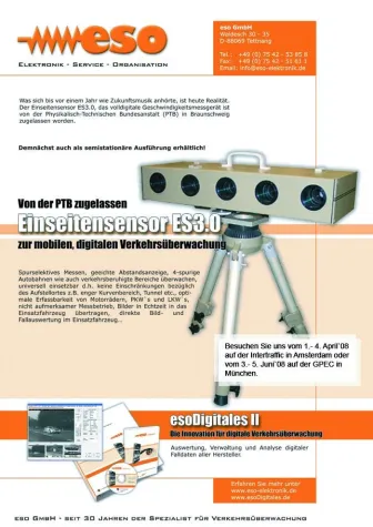 Bild: Spitzentechnologie gegen den Tempo-Sünder: Einseitensensor ES3.0. Überall einsetzbar, 100% wirkungsvoll