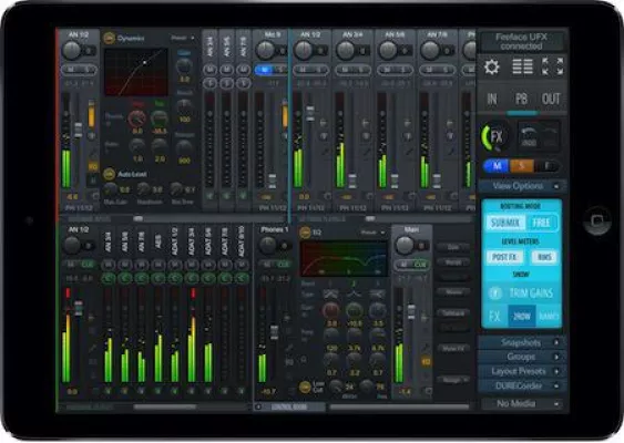Bild: App-Update von RME: TotalMix FX for iPad v1.1 mit neuen Features, unterstützt Babyface & Fireface 802