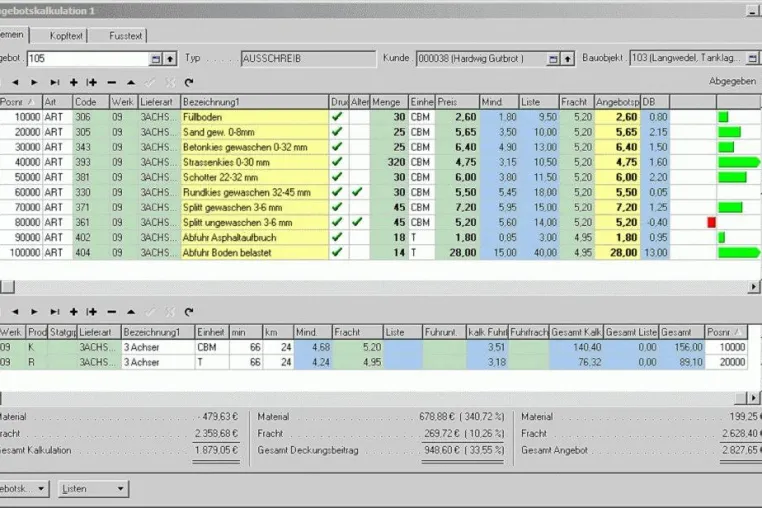 Bild: Neues Modul Angebotskalkulation für Nemetschek Mischgüter-Software