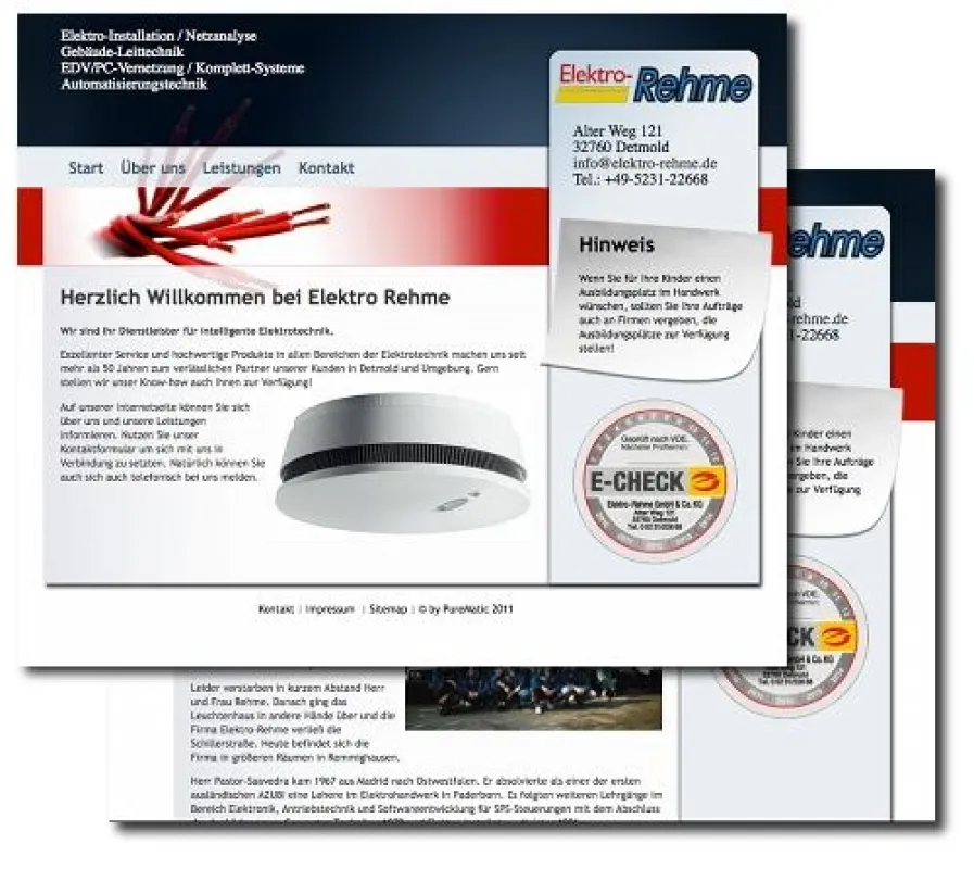 Internetauftritt der Firma Elektro-Rehme aus Detmold