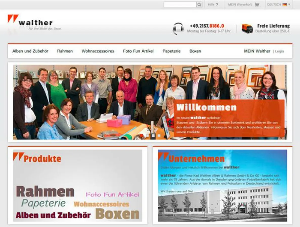 Screenshot der neuen Website von walther