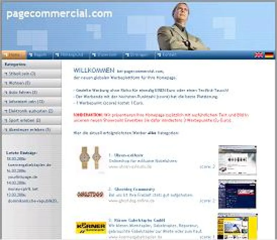 Screenshot von pagecommercial.com vom 18.03.2006