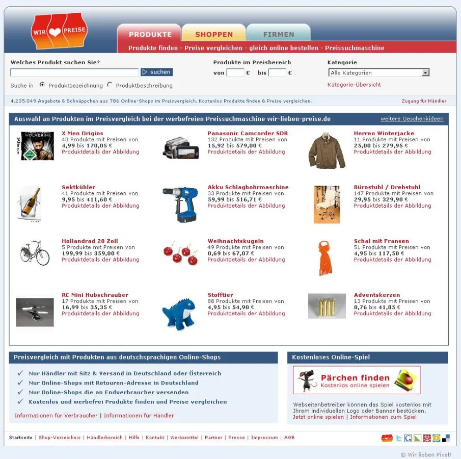 Preissuchmaschine wir-lieben-preise.de wächst dank neuem Design und Technik