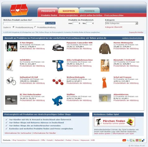 Bild: Preissuchmaschine wir-lieben-preise.de wächst dank neuem Design und Technik