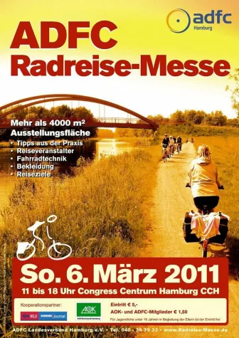 Urlaub mit dem Fahrrad – große ADFC Radreise-Messe im CCH am 6. März 2011 Bild: Urlaub mit dem Fahrrad – große ADFC Radreise-Messe im CCH am 6. März 2011