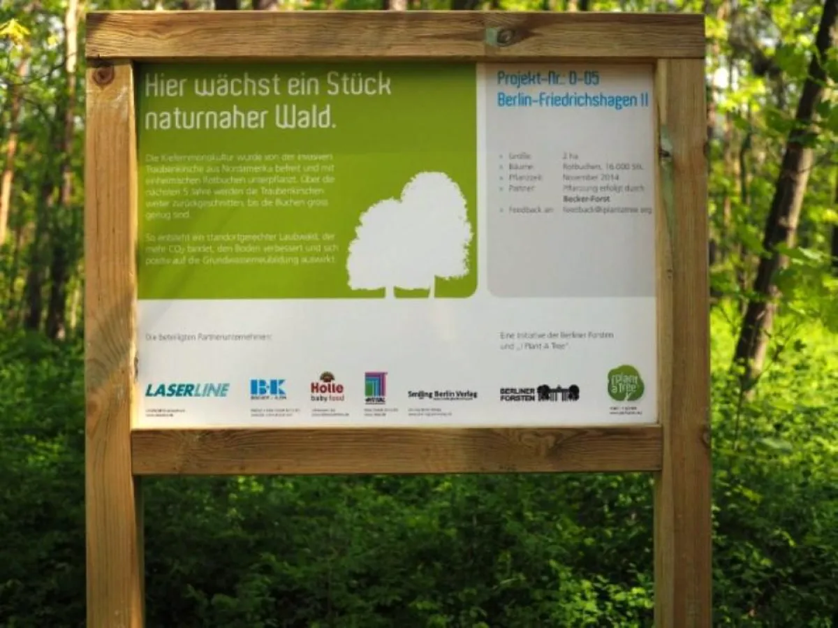 Dankestafel an Pflanzprojekt Berlin-Friedrichshagen