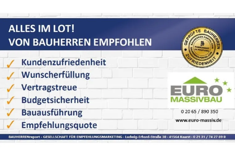 Bild: EURO MASSIV BAU GMBH: 2020/2021 erneut sehr hohe Bauqualität und Verlässlichkeit