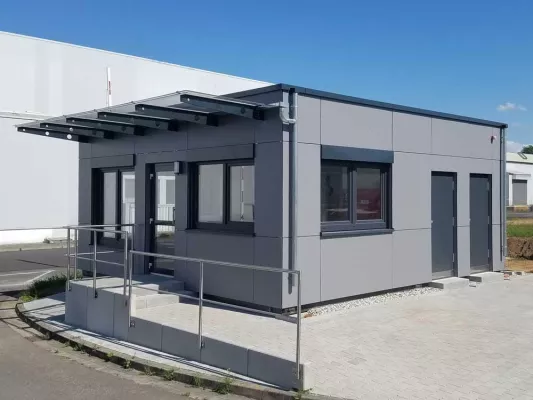 Bild: Heinkel Modulbau (Blaubeuren) liefert hochwertige Pforte für ABB in Hanau