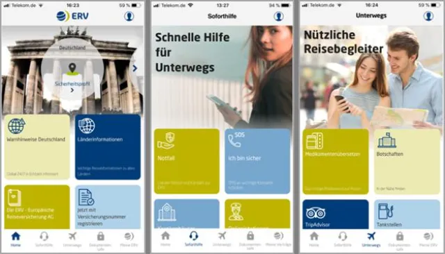Bild: Sicher unterwegs: Neue „ERV travel & care” App-Version jetzt für alle zum Testen
