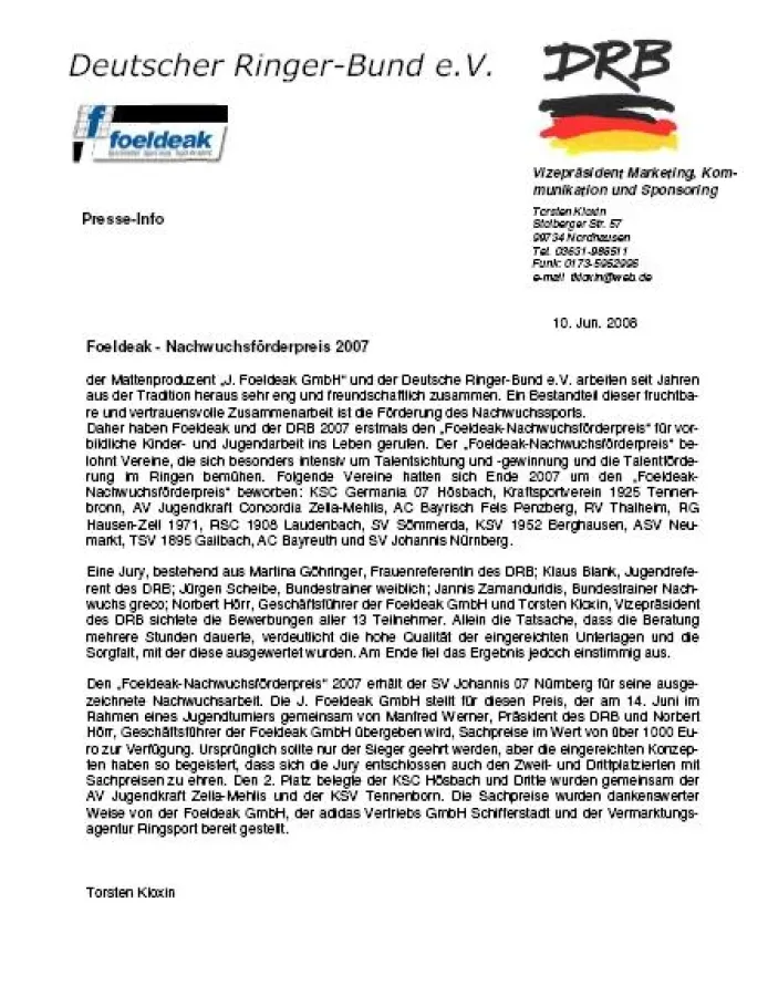 Pressemitteilung des DRB