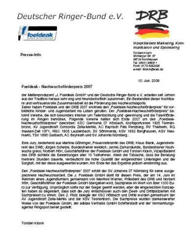 Bild: Nachwuchsförderpreis des DRB geht an SV Johannis 07