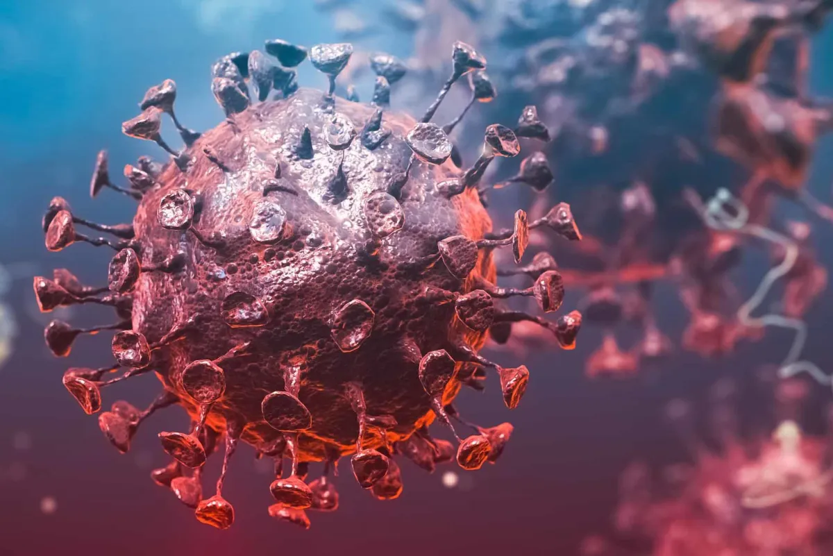 Bild von Coronavirus SARS-CoV-2. Erworben bei iStock.com/appledesign