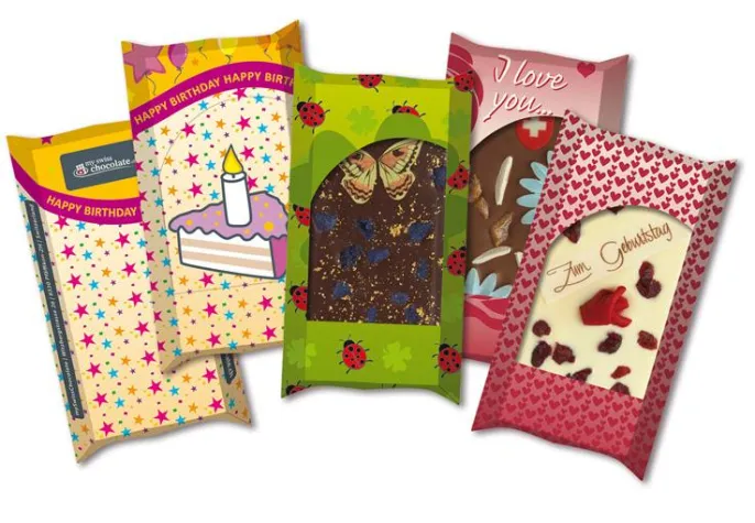 Bild: MySwissChocolate.ch: Jetzt auch individuelle Verpackung für die selbst kreierte Schweizer Schoggi