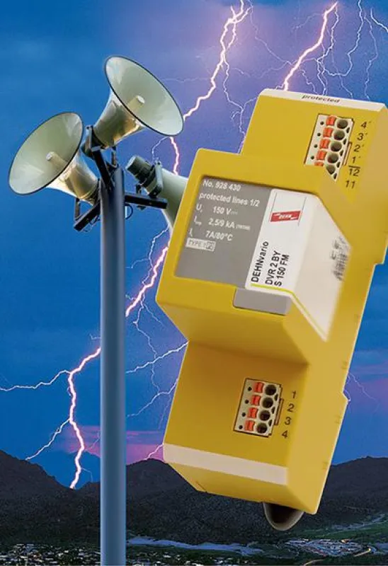 Bild: DEHNvario schützt elektroakustische Anlagen (ELA-Anlagen)