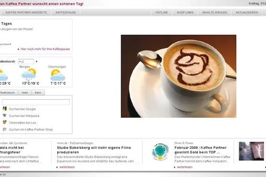 Bild: InfoMantis brüht den Kaffee Partner frisch auf den Desktop
