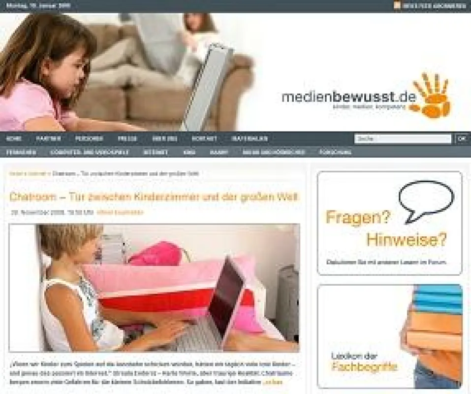 Foto: Startseite der Webseite von medienbewusst.de