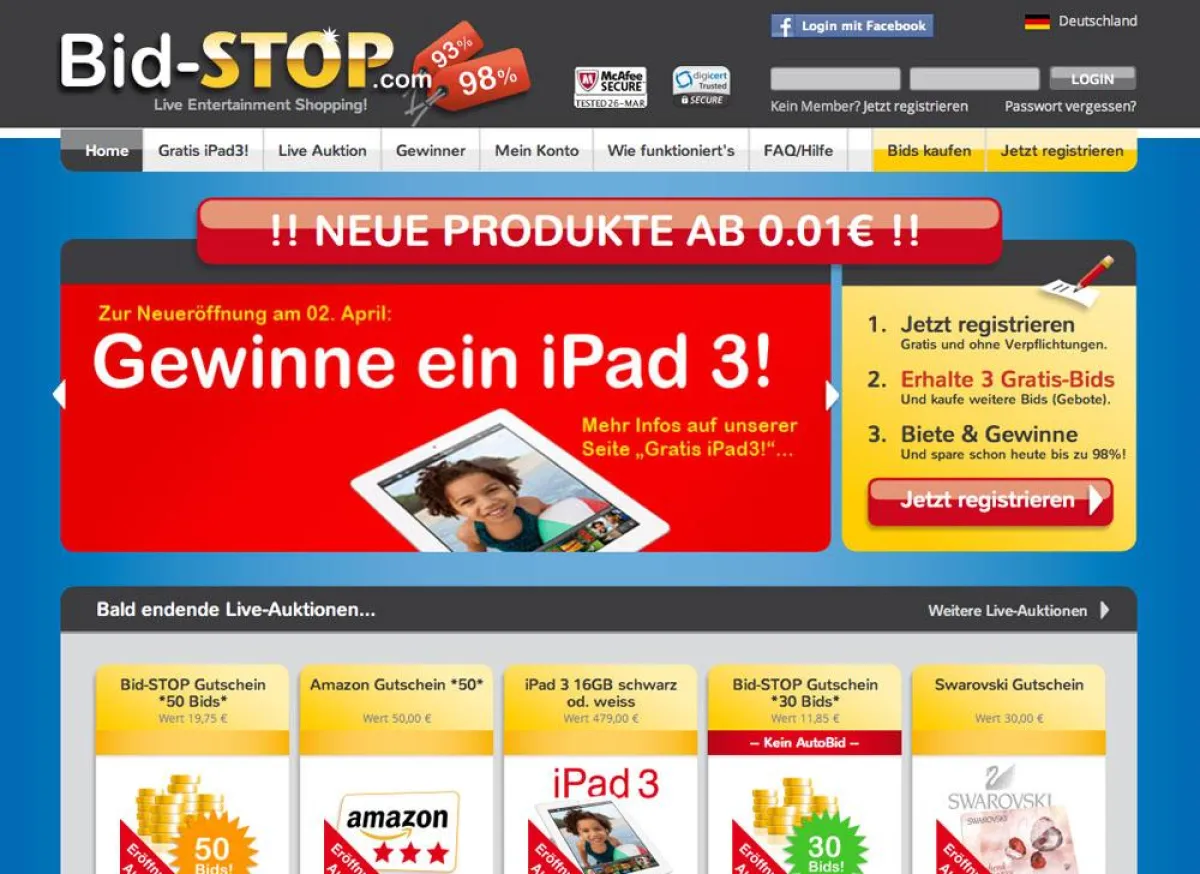 Das Auktionsportal von Bid-STOP.com