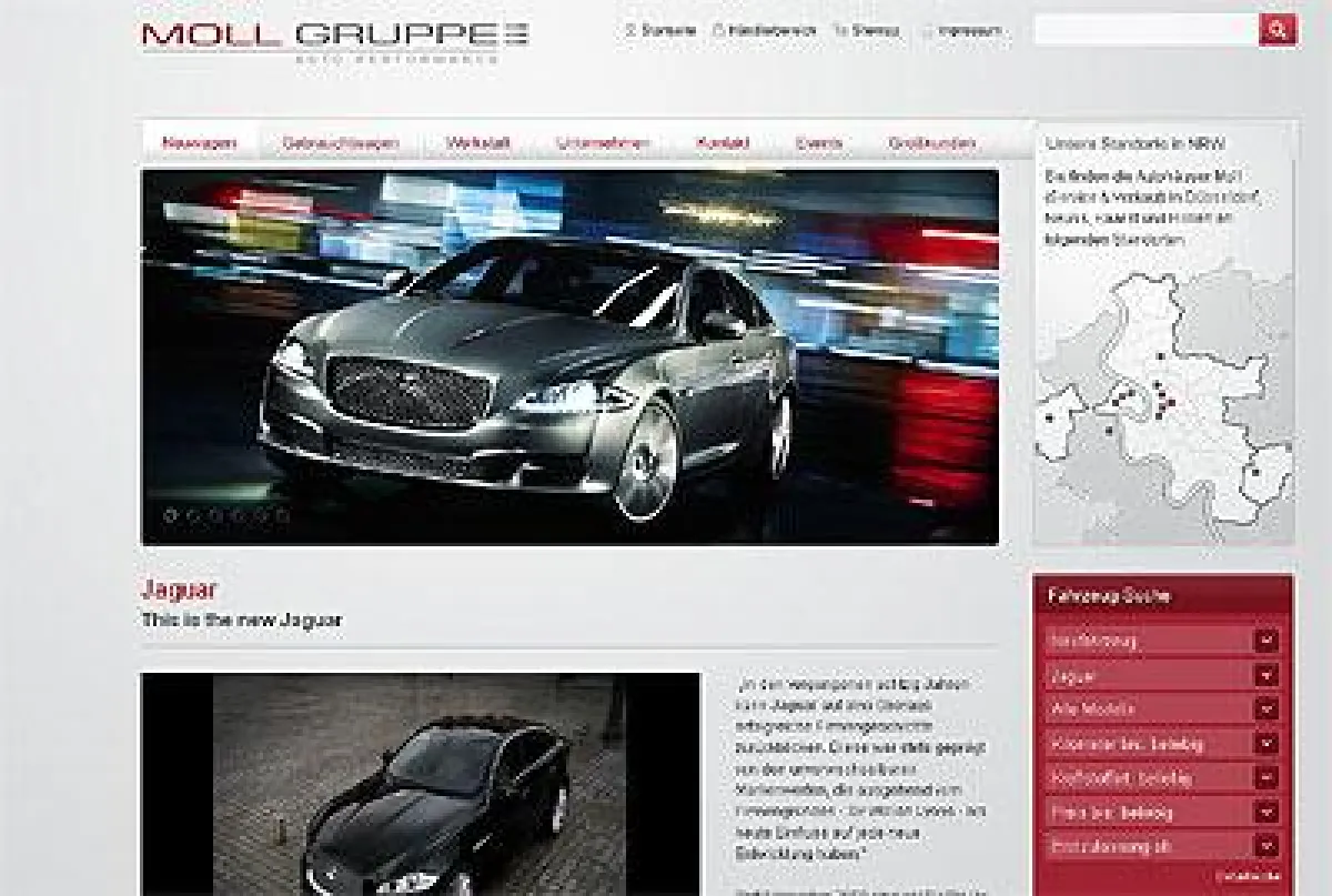 Website der Autohäuser Moll von Euroweb