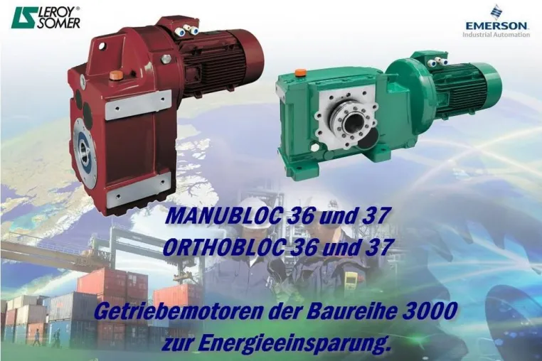 Bild: ORTHOBLOC 36/37 und MANUBLOC 36/37 - Getriebemotoren der Baureihe 3000 zur Energieeinsparung von LEROY SOMER