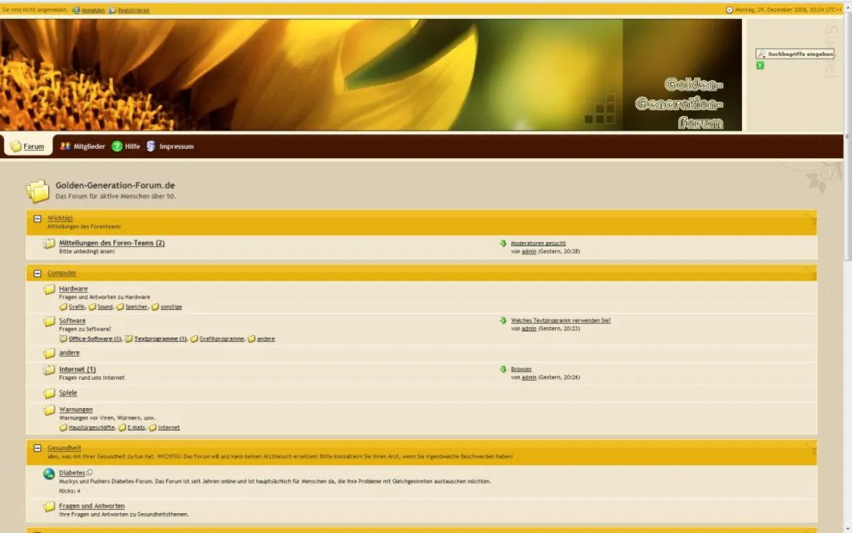 Bildschirmaufnahme des Forums