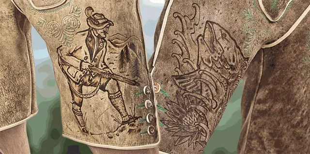 Bild: Neue Technik: Brandner und Kneißl in Sauerlach brennt traditionelle Lederhosen im Tattoo-Stil