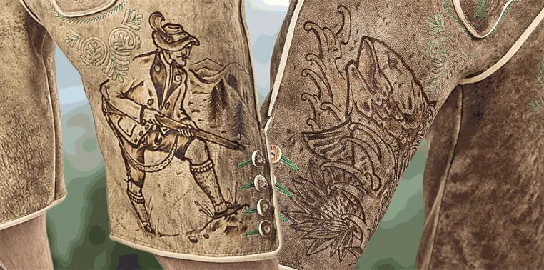 Bild: Neue Technik: Brandner und Kneißl in Sauerlach brennt traditionelle Lederhosen im Tattoo-Stil