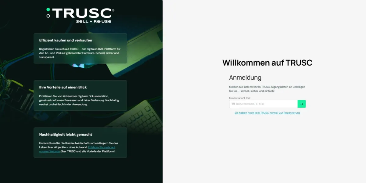 TRUSC ist die digitale B2B-Plattform für den Verkauf und Ankauf gebrauchter Hardware (© trusc.com)