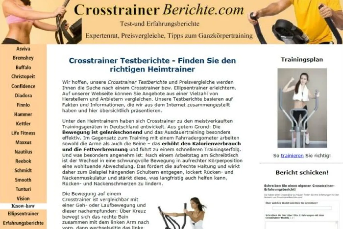 Auf www.CrosstrainerBerichte.com gibt es Infos über Crosstrainer. Foto: CrosstrainerBerichte.Com