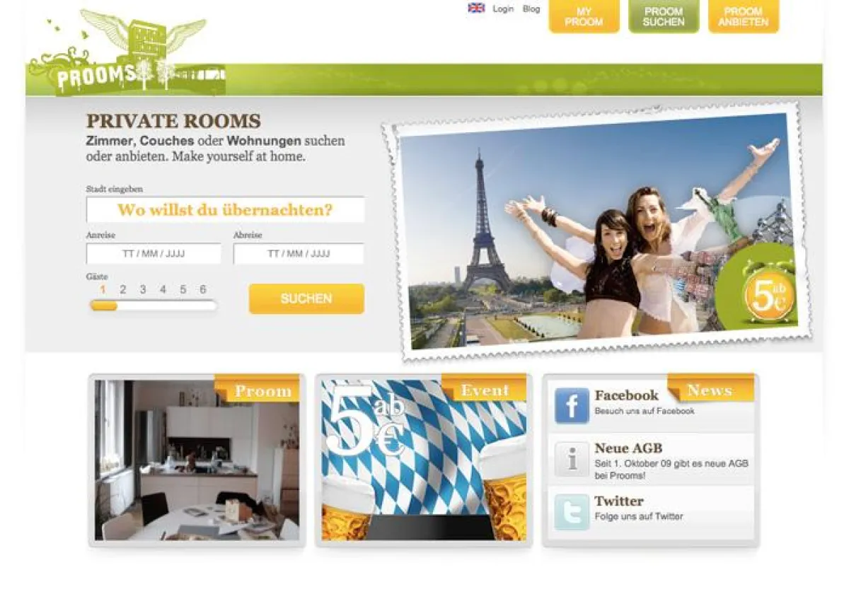 Webportal PROOMS: In drei Klicks zur Wunschunterkunft