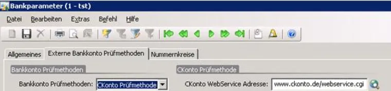 Bild: Schnittstelle zwischen cKonto und Microsoft Dynamics AX -Überprüfung einer Bankverbindung
