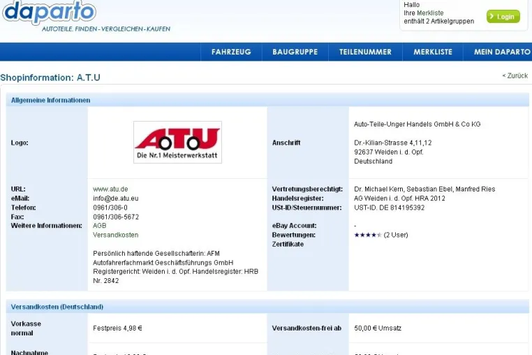 Bild: Ersatzeile-Angebot bei daparto wächst auf über 1.5 Mio. Artikeln dank A.T.U und weiterer Online-Anbieter