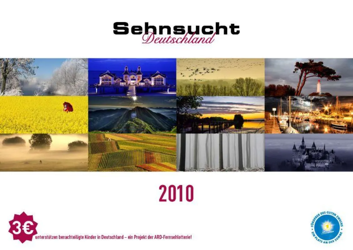 Das Titelbild des Kalenders zeigt alle 12 Gewinnerbilder des Fotowettbewerbs „Deutschland ist fotogen“.