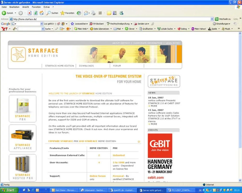 Die browserbasierte Anwendung kann unter http://home.starface.de  entweder als ISO-Datei oder als VM-Ware Image herunter geladen werden.