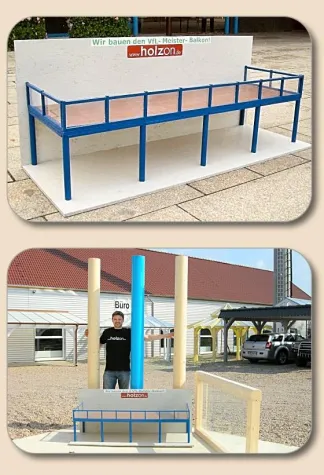 Holzon plant Meisterbalkon für VfL Wolfsburg als Umbau des Rathaus-Vordaches mit Holzsäulen und Glasbrüstung Bild: Holzon plant Meisterbalkon für VfL Wolfsburg als Umbau des Rathaus-Vordaches mit Holzsäulen und Glasbrüstung