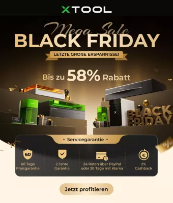 Bild: Mega Black Friday Angebote bei xTool: Bis zu 58 % Rabatt auf smarte Lasercutter und Gravierer