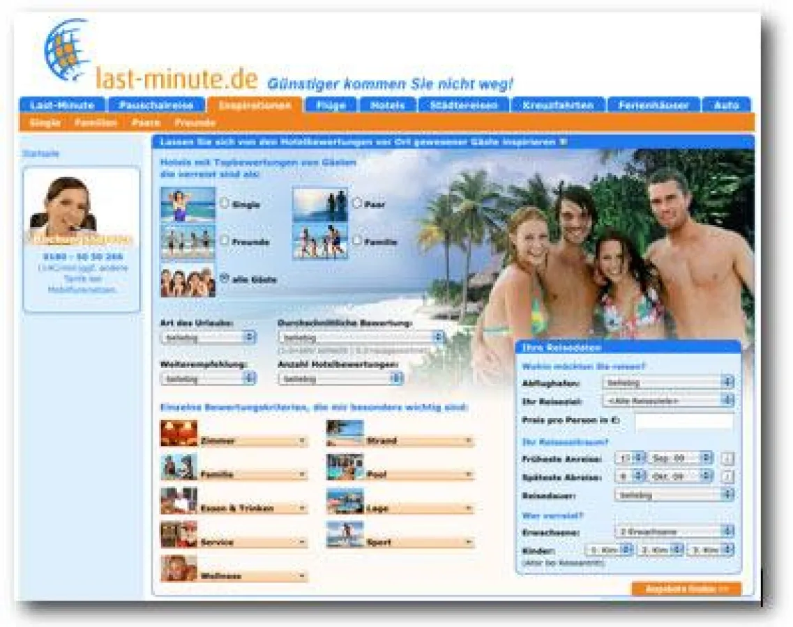 Weltweit erste Buchungsmaschine (IBE) mit intelligenter Angebotsselektion auf Basis von Hotelbewertungen nach relevanten Zielgruppen
