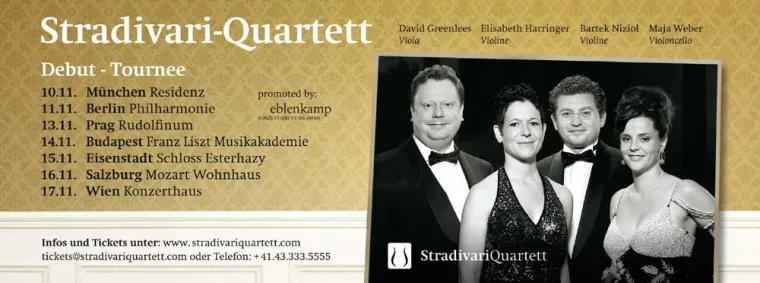 Mythos Stradivari - Das junge Schweizer „Stradivari-Quartett“ geht auf Debut-Tournee Bild: Mythos Stradivari - Das junge Schweizer „Stradivari-Quartett“ geht auf Debut-Tournee