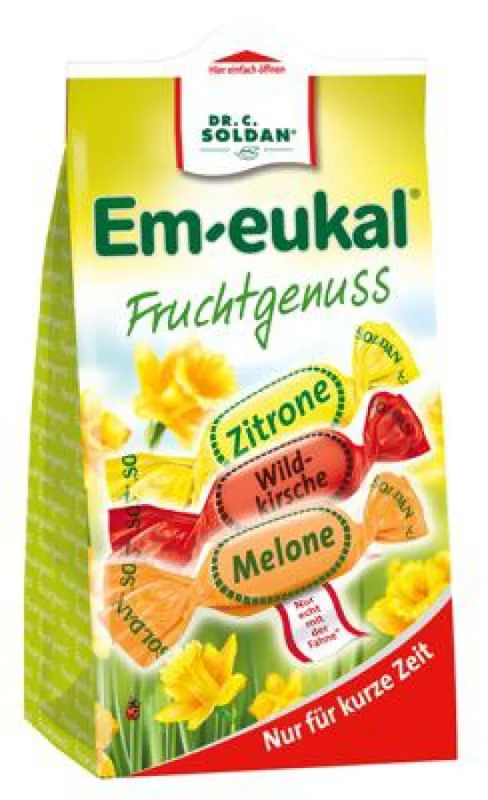 Der neue Em-eukal Fruchtgenuss erfreut mit der frisch-saftigen Geschmacksneuheit Em-eukal Melone.